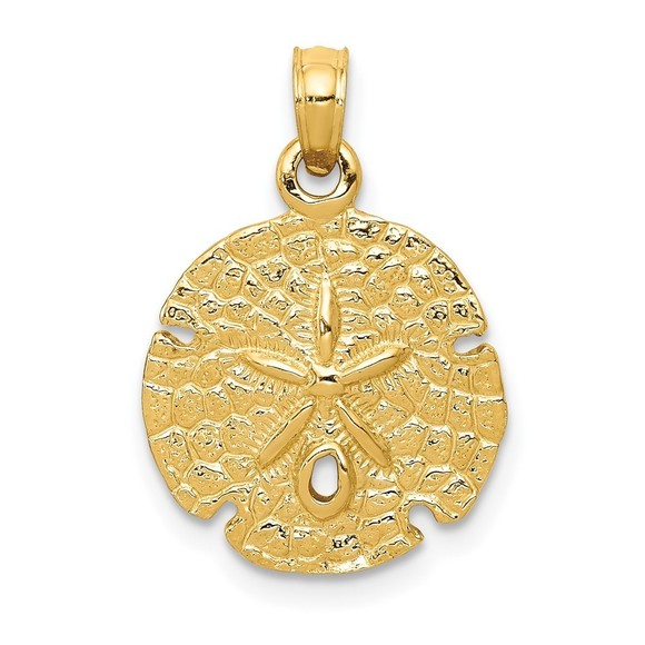 10k Yellow Gold Sand Dollar Necklace Charm Pendant21mm highX 15mm wide,All Products : American Fashion Style Bags On Sale